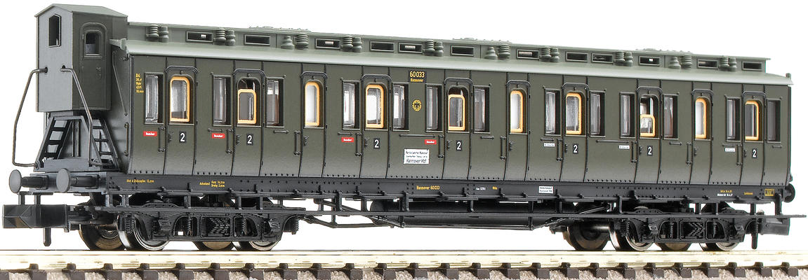 Compartment car 2nd Class, class B4 pr04, of the DRG
